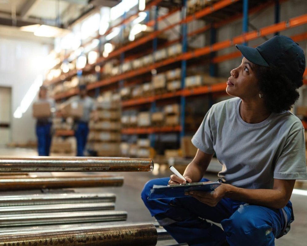 black-female-worker-going-through-check-list-writing-notes-while-working-warehouse_637285-3942