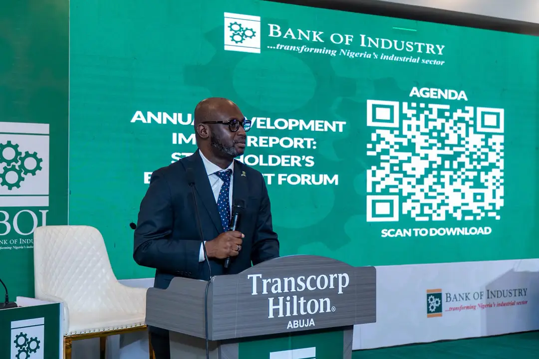 Managing Director and Chief Executive Officer of BOI, Dr Olasupo Olusi speaking at the BOI Debuts Impact Report